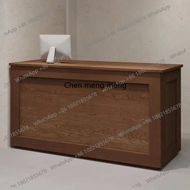 

American Retro Reception Desks Solid Wood Originality Groggery Counter Beauty Salon Commercial Furniture Guichet D'accueil