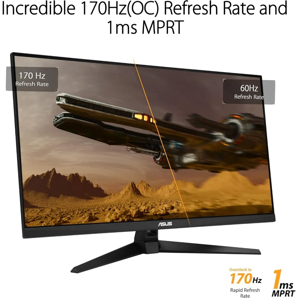 Gaming Monitor HDR 31.5 "1440P (muslimb)-QHD (2560x1440), 170Hz, 1ms, sfocatura estrema a basso movimento, FreeSync Premium