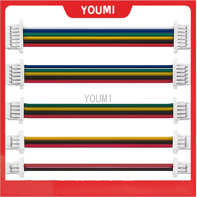 10Pcs JST SH 1.25MM 2P/3P/4P/5P/6P/7P/8 Pin Reverse Direction Double Connector with Wire 10/20CM Ribbon Cable 28AWG JST1.25