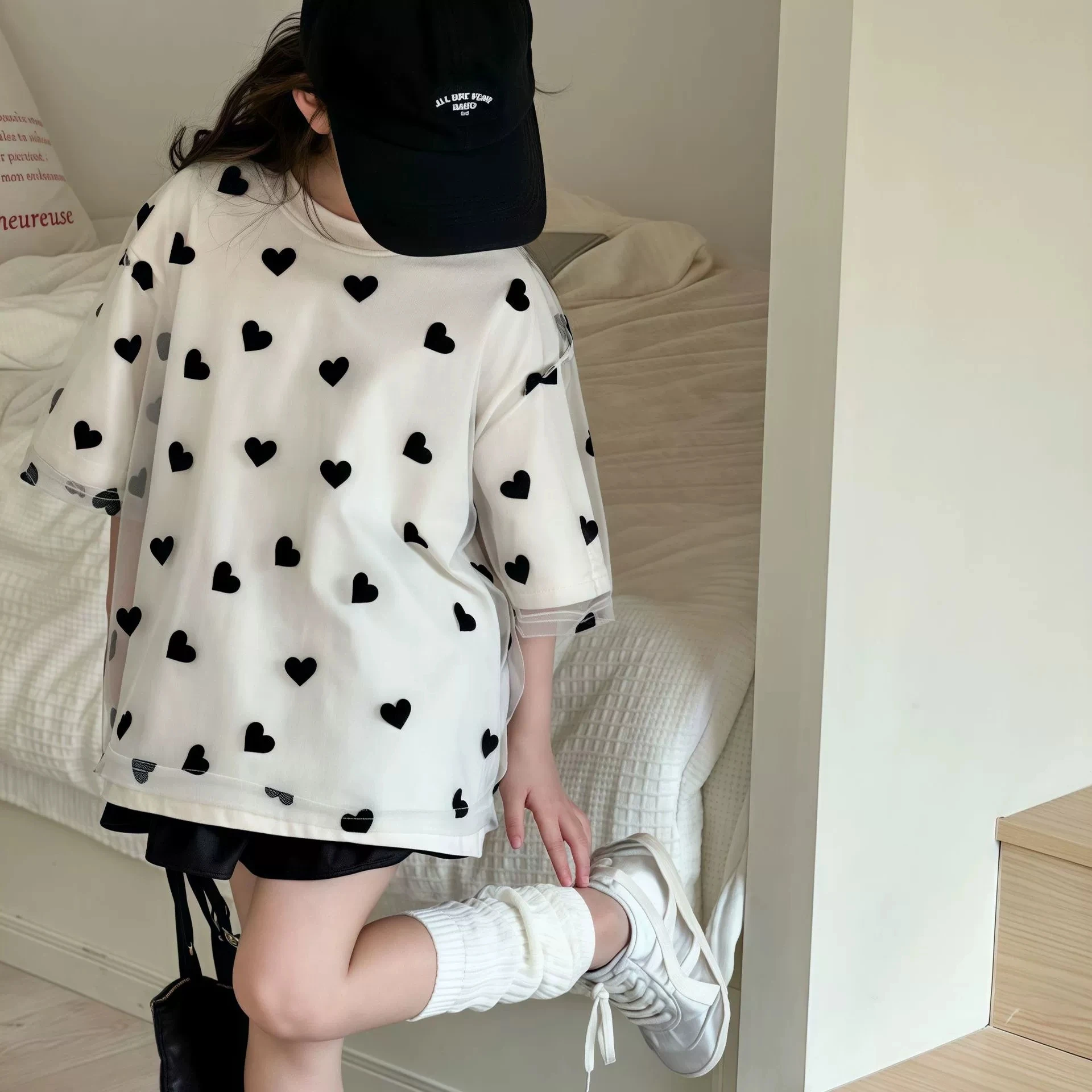 Double Layer Mesh Girls' Short Sleeved T-shirt 2026 Summer New Children's Korean Loose Short Sleeved Cover Shirt T-shirt