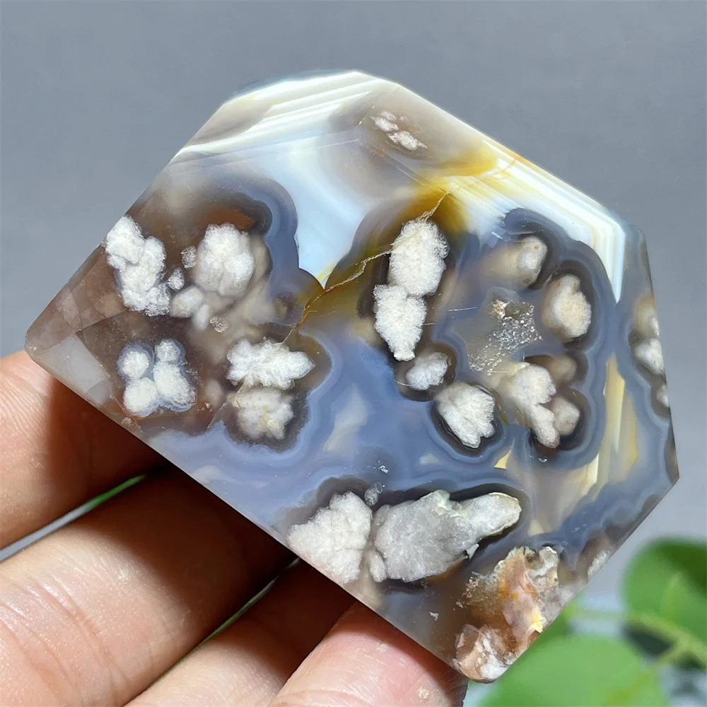 

Natural Stone And Crystal Flower Agate Quartz Palm Feldspar Free Form Energy Body Specimen Mineral Sample Home Decoration