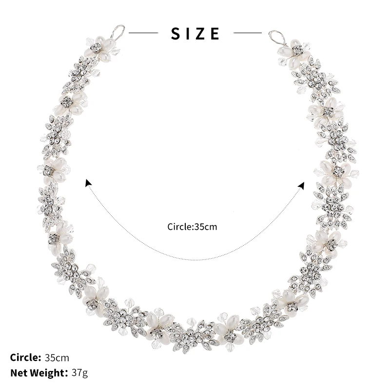 Miallo Elegant Clear Crystal Pearl Bridal Headband Floral Wedding Hair Vine for Women Bride Hairpiece Crown for Wedding Party