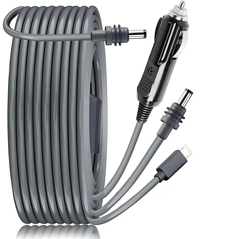 Para Starlink Mini 3 en 1 Cable de alimentación CC 100W + USB C 12-24V enchufe de encendedor de cigarrillos Cable de alimentación macho CC para Starlink Mini
