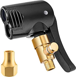 2-in-1 Bicycle Pump Nozzle Adapter Metal Air Chuck Valve Connector for Car Motorcycle Bike