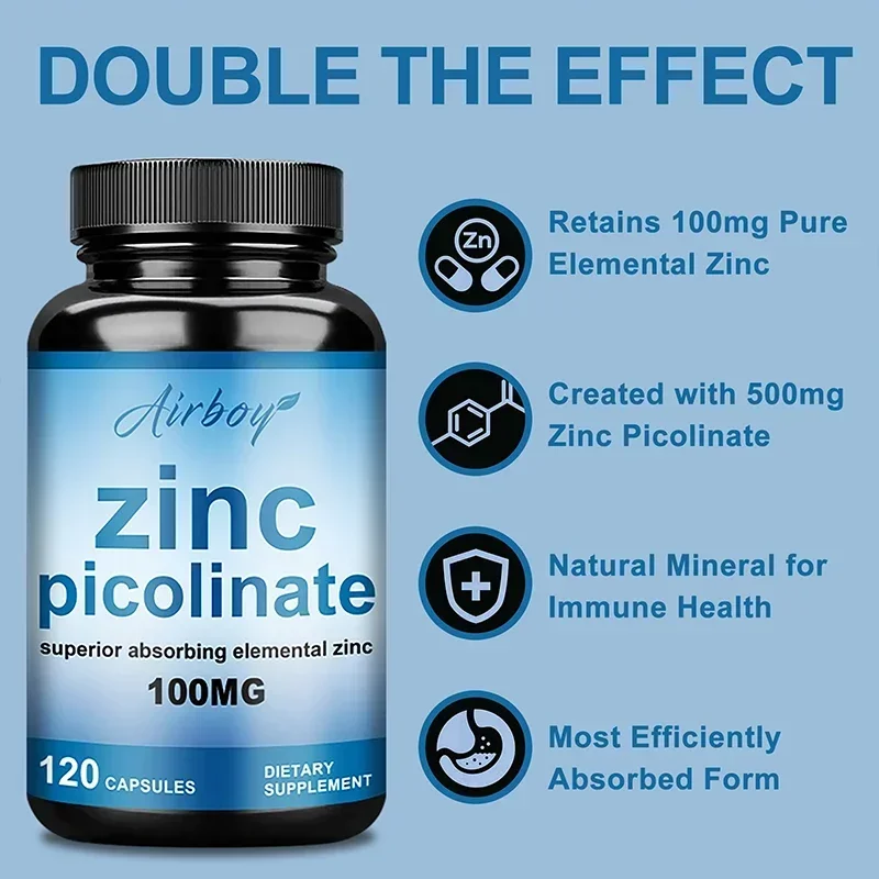 

Zinc Picolinate - Antioxidant Protection, Promotes Skin Health, Boosts Immune System, Increases Energy Levels, Non-GMOSupplement