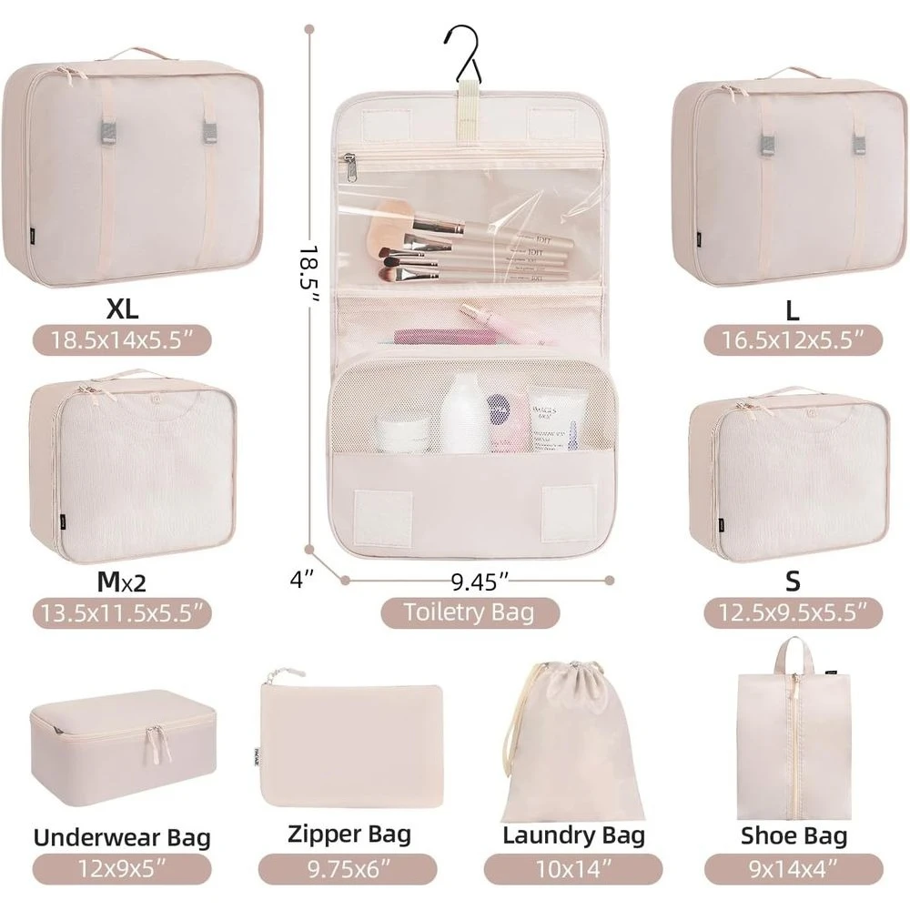 Set/8 Set/10 Set Packing Cubes Various Sizes Packing Organizer Travel Accessories Large Carry On Suitcase