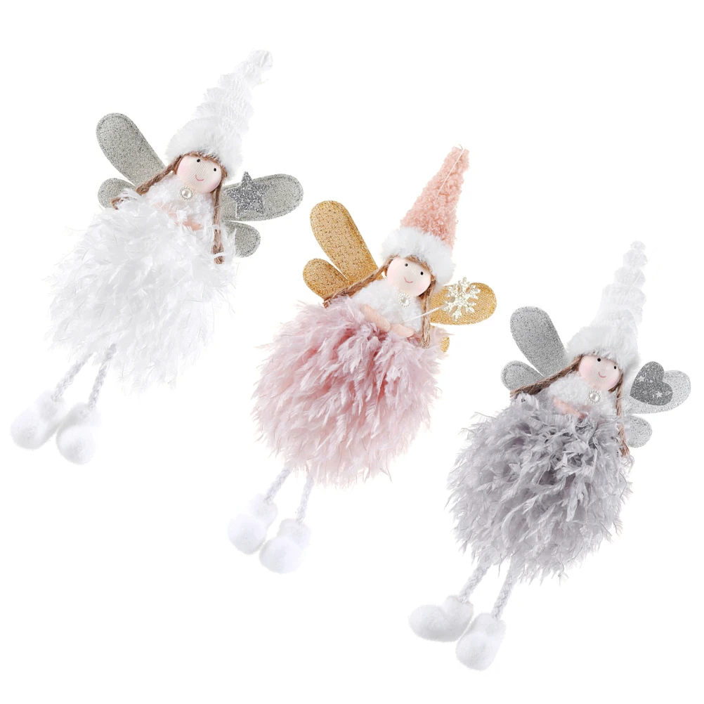 

3pcs Cloth Angel Hanging Pendant Christmas Decor For Home Tree Window Ornament Party Yard Porch Xmas Accessory Wind Chime