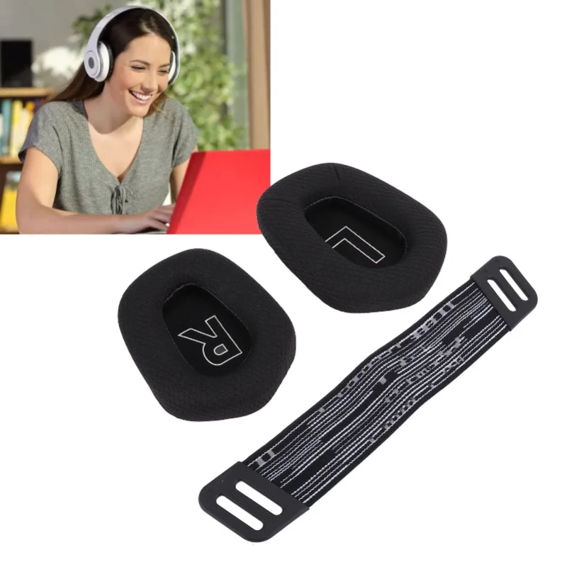 Амбушюры для гарнитуры, дышащая сетка, амбушюры из пены с эффектом памяти высокой плотности и ремнями для оголовья для G733 Wireless G335 Wired Gaming