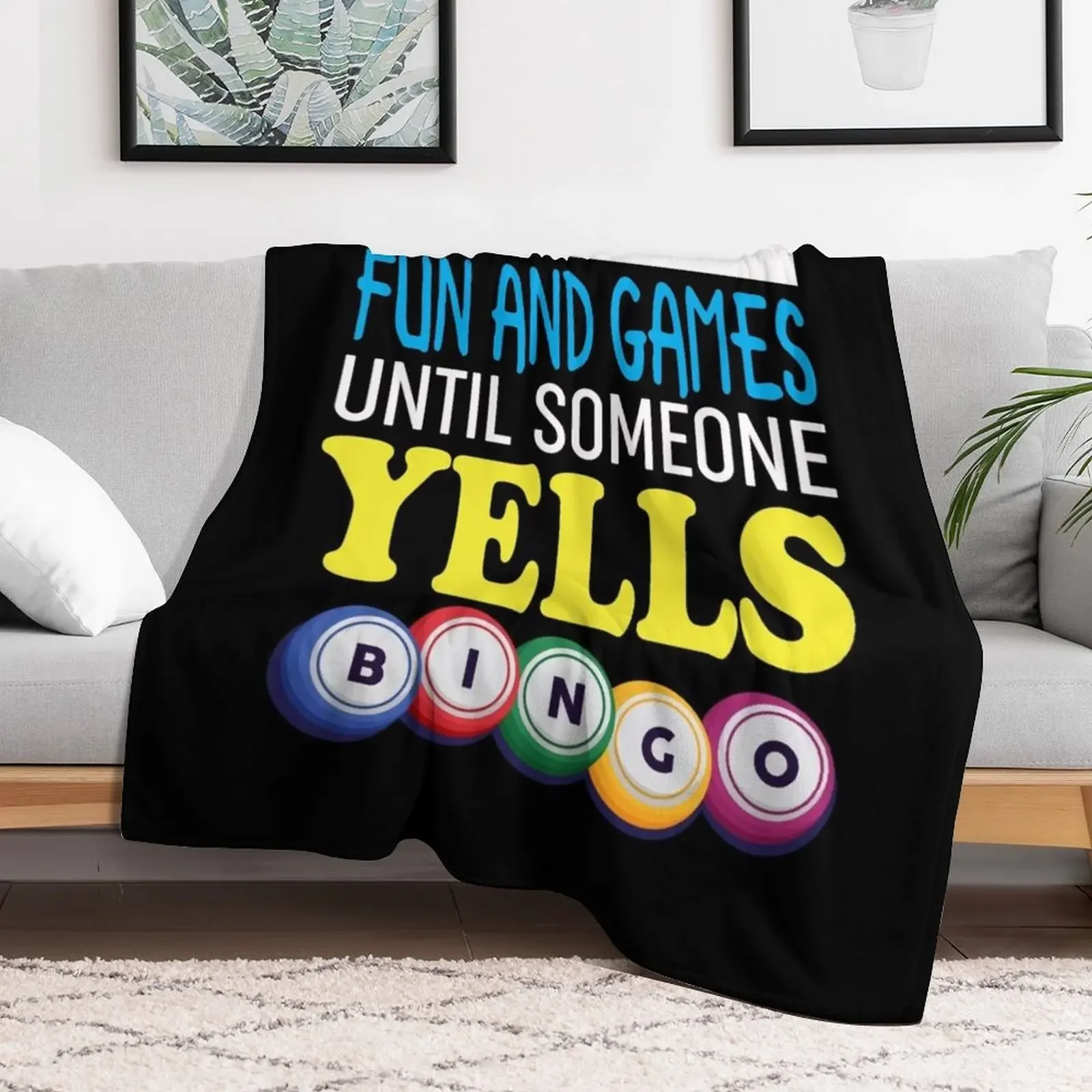 Funny Bingo Lover Throw Blanket Warm Flannel Blanket for Couch Chair Bedroom