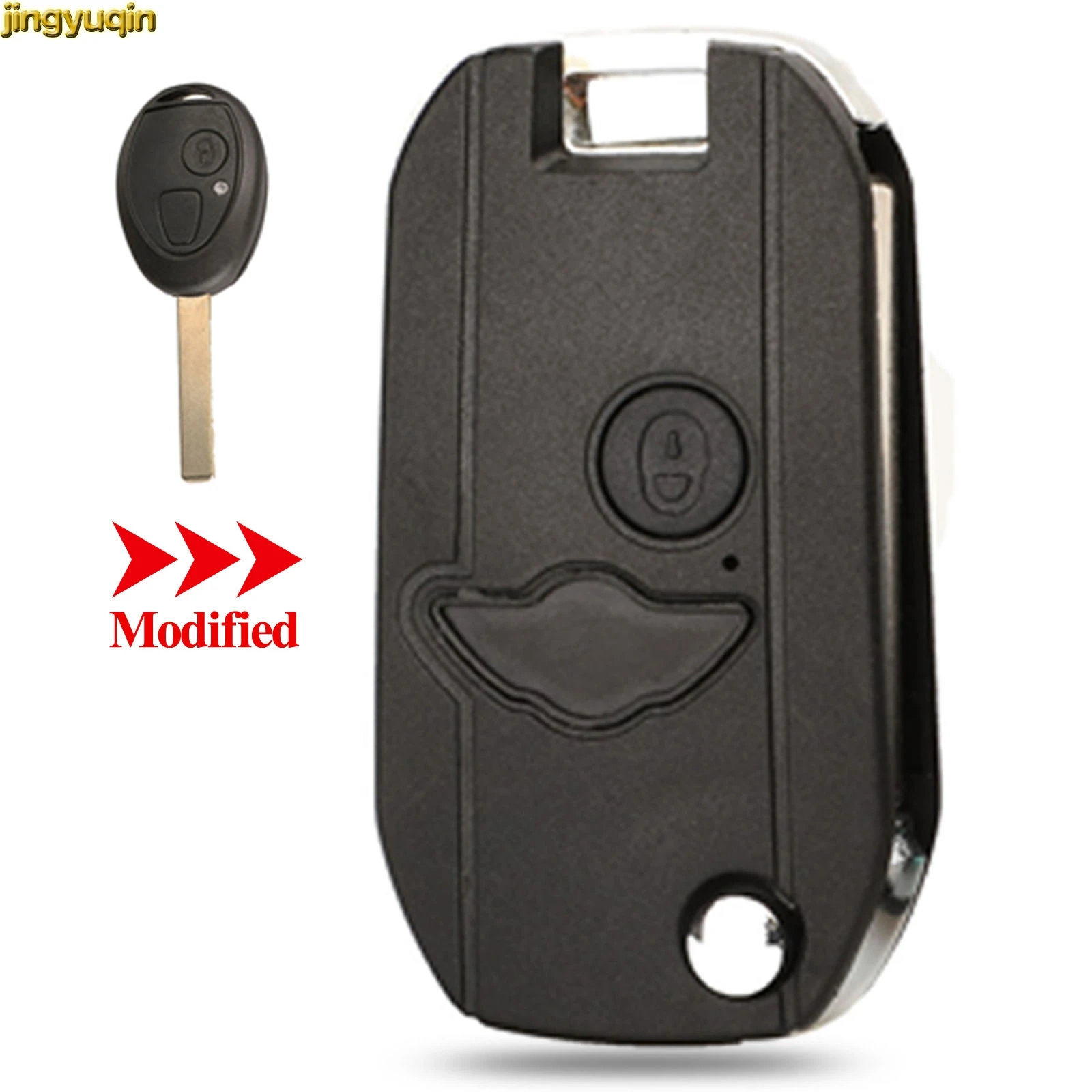 

Jingyuqin 2 Buttons Modified Flip Remote Car Key Shell Fob For BMW Mini One Cooper R50 R53 Blank Key Case