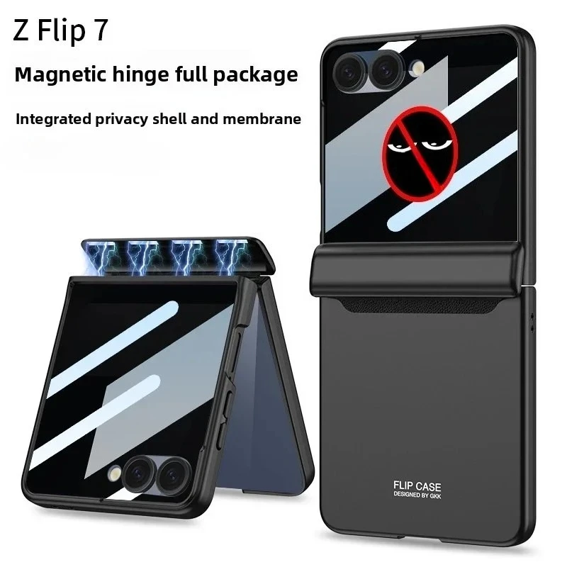 

Роскошный магнитный чехол для телефона с подвеской для Samsung Galaxy Z Flip 7 6, противоударная противоподглядывающая пленка для экрана, защитная задняя крышка