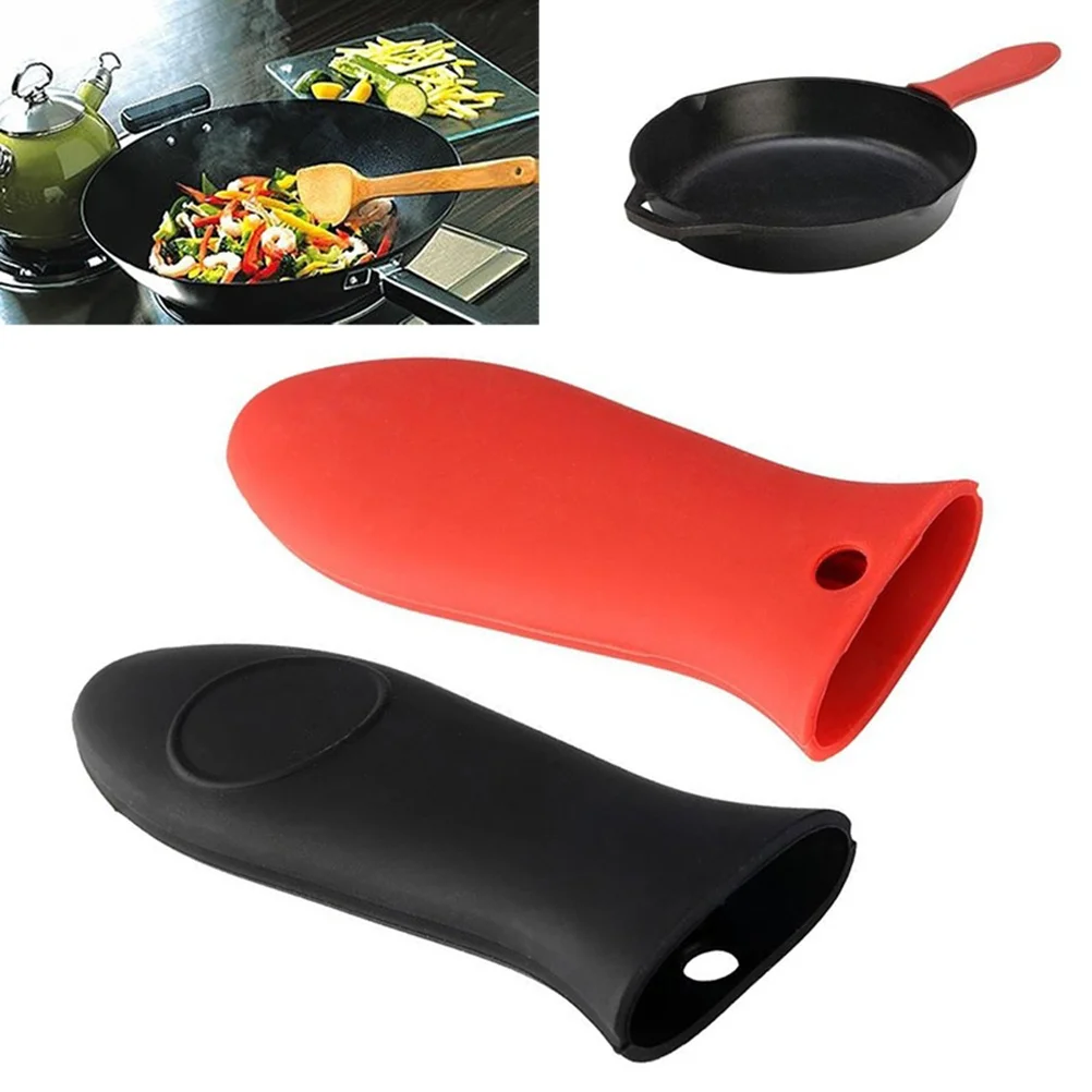 

2 pcs Silicone Pan Handle Cover Heat Resistant Non-Slip Anti-Scald Grip For Metal Cookware Cast Iron Pans Fry Pan Milk Pot