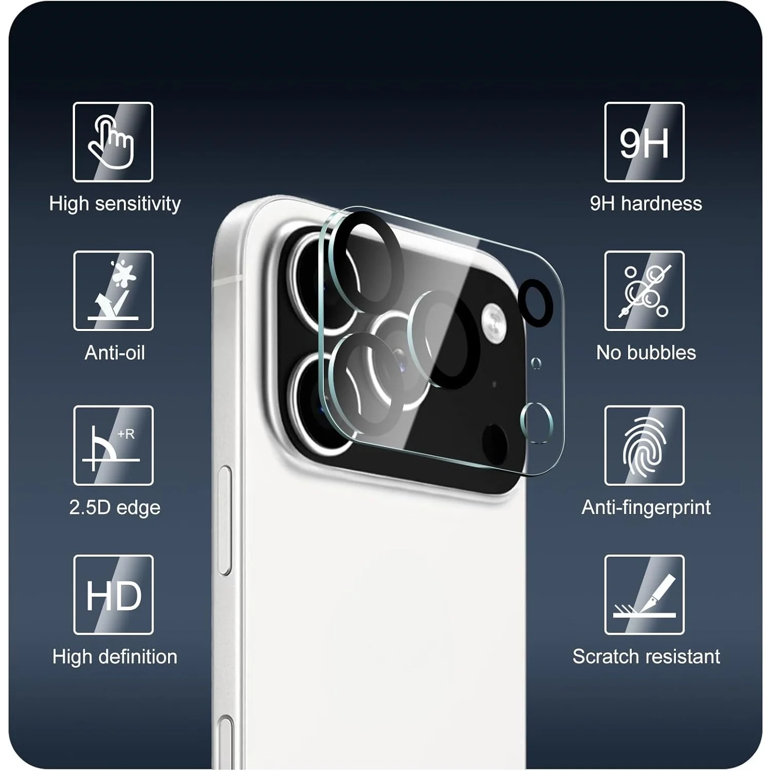 3PCS Tempered Glass Camera Lens Protectors for iPhone 18 Pro Max/iPhone 17 16 15 14 13 HD Clear Lens Protective Films Glass