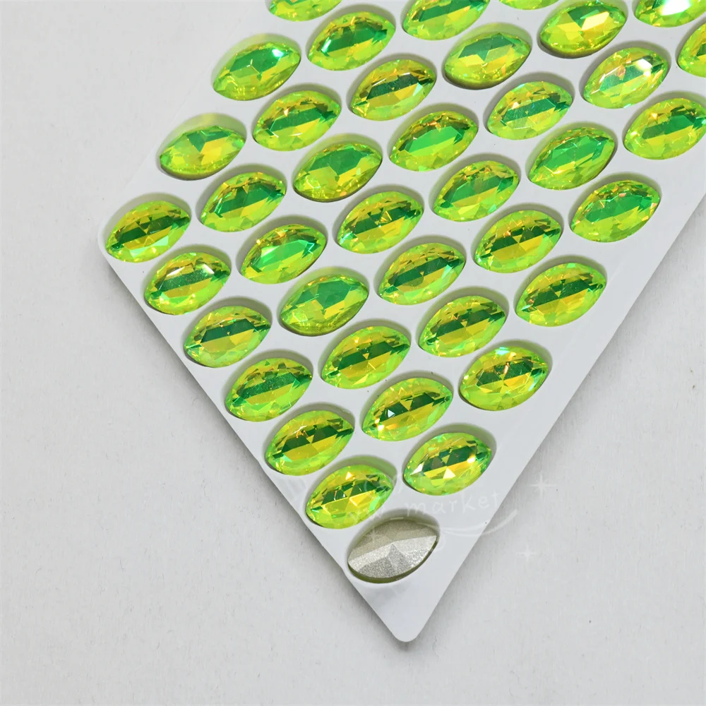 K9 green color rhinestones glass crystals craft supplies diy accessories oval teardrop navette