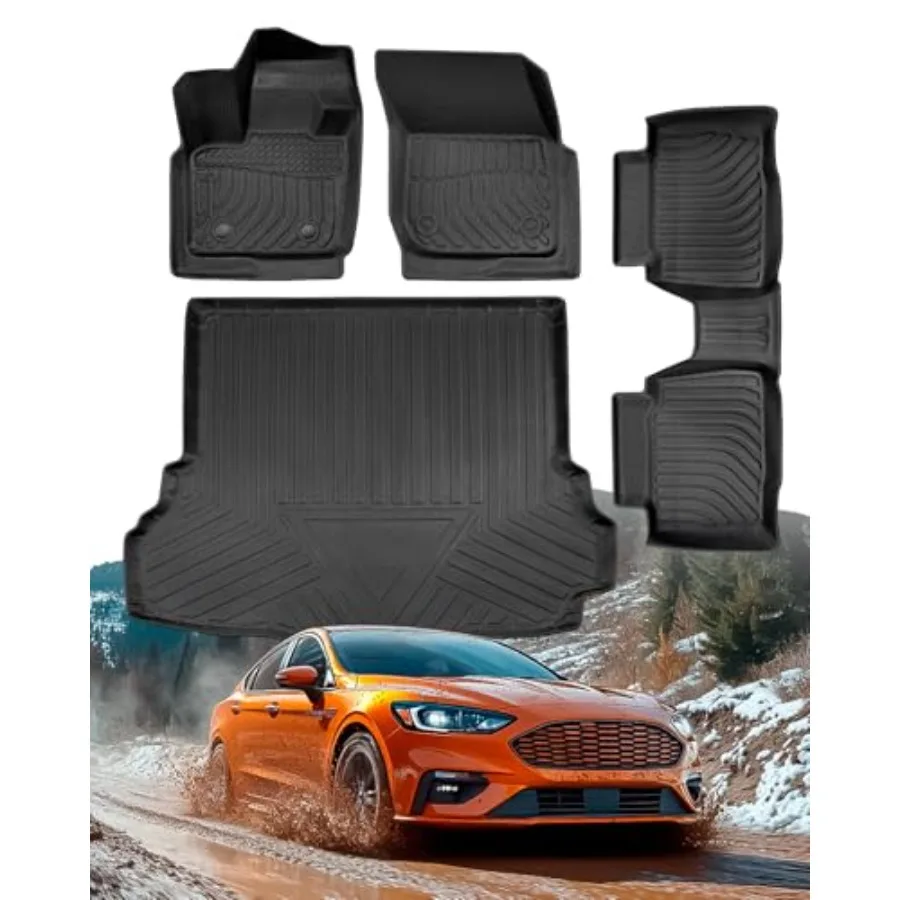 

Car Floor Mats for Ford Fusion 2017-2020 with Cargo Liner All Weather Anti-Slip Trunk Cargo Carpet Custom Fit Black 4-Piece Ful