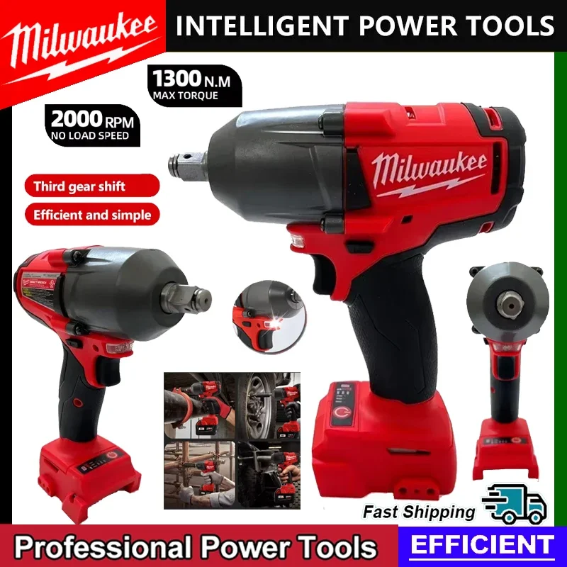 

2026 Milwaukee Wrench Brushless 18V Battery 813NM Large Torque Cordless Electric Impact Wrench Repair Power Tools Car Truck