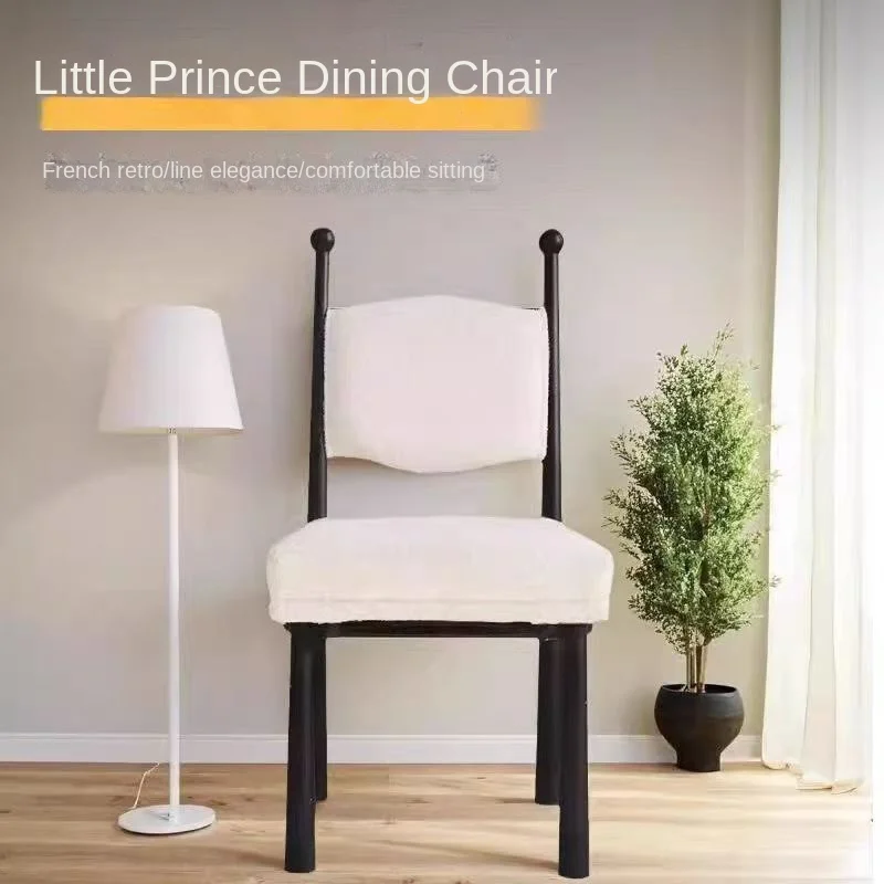 OMGD Retro Nordic Simple Solid Wood Dining Chair Designer Middle Light Luxury Bedroom Makeup Lamb Velvet Chair Home Network Red image 4