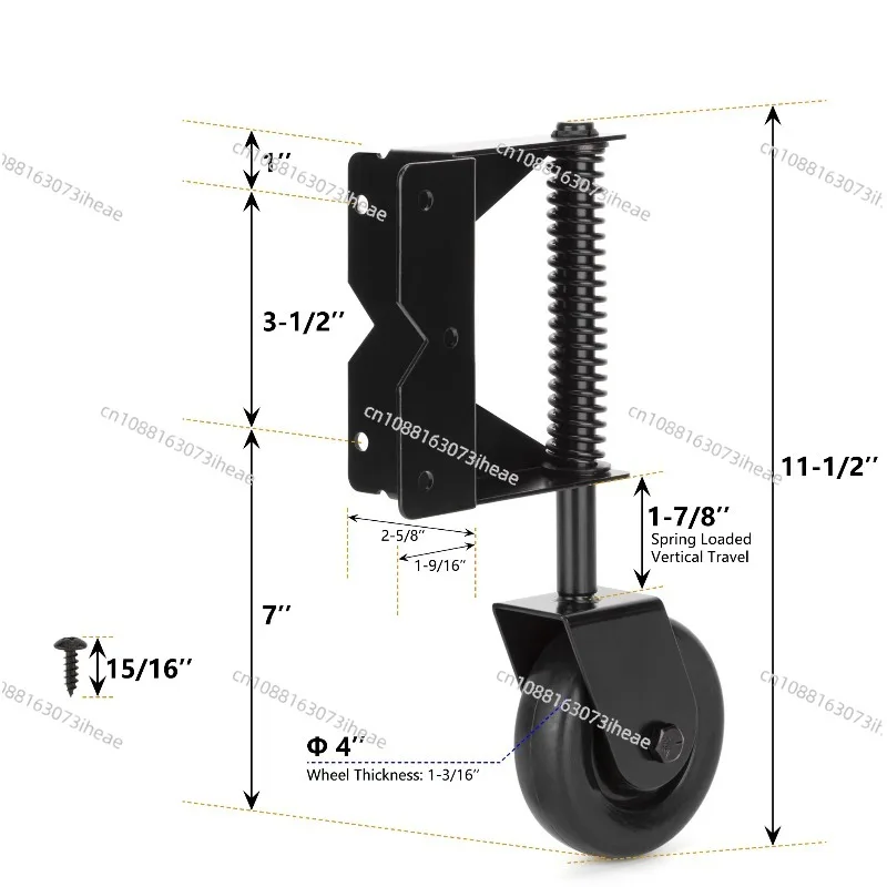 Heavy Duty Spring Loaded Sliding Door Roller, Adjustable Steel Caster for Cabinetry