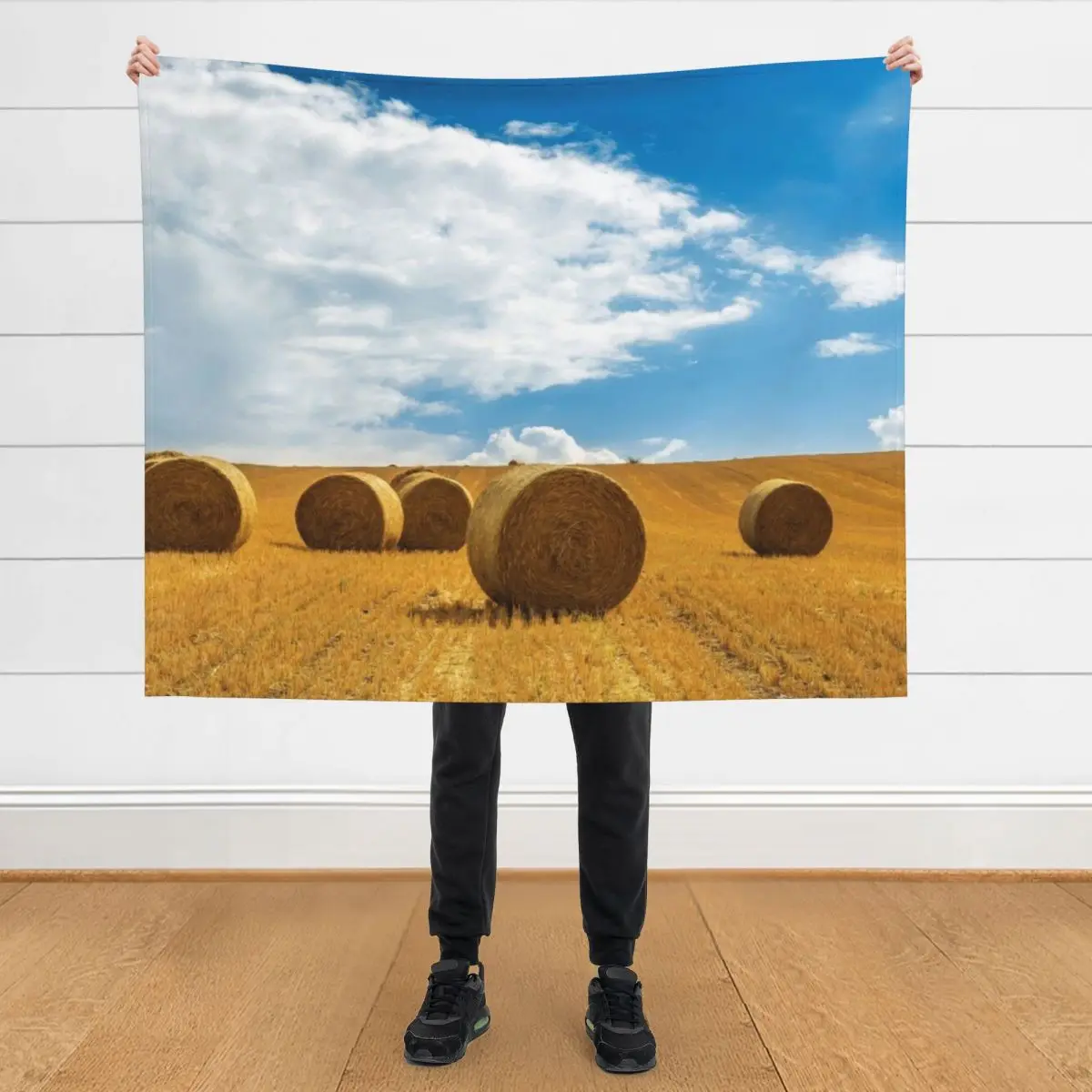 

Bales of hay in the countryside Throw Blanket warm winter Luxury Decorative Sofa Blankets