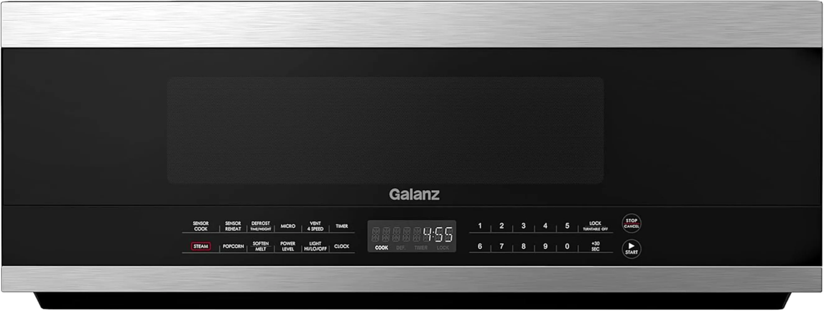 Galanz Low Profile Over The Range Microwave Hood Combination Steam & Sensor Cooking, 11 Power Levels, 1.2 Cu Ft, Stainless Steel