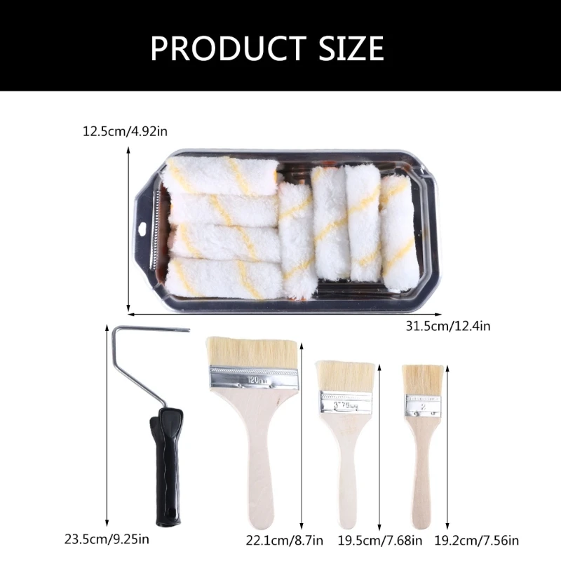 Variedade escova rolo pintura 22 unidades 4 polegadas para várias superfícies