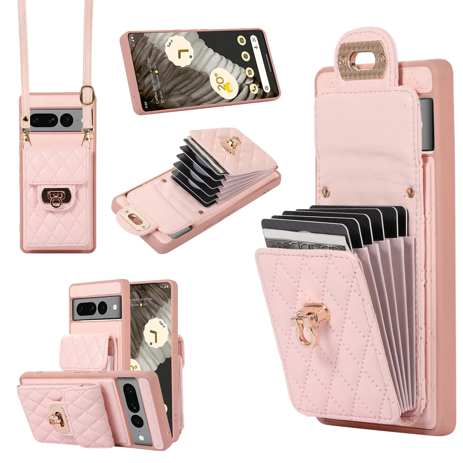 

Luxury Back Case with Multiple Card Slots and Leather Texture Suitable for Google Pixel 6A 7 8 Pro 7A 8A Wallet Airbag Cover