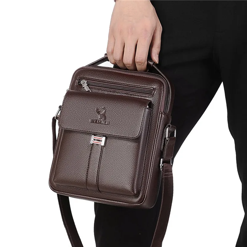 Men's Genuine Leather Crossbody Shoulder Bags High quality Tote Fashion Business Man Messenger Bag Leather Bags fanny pack image 4
