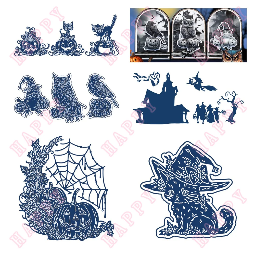 Harvest Spooky Silhouettes Metal Cut Die Halloween Diy Scrapbooking Envelope Decorative Paper Craft Template Embossing Handcraft