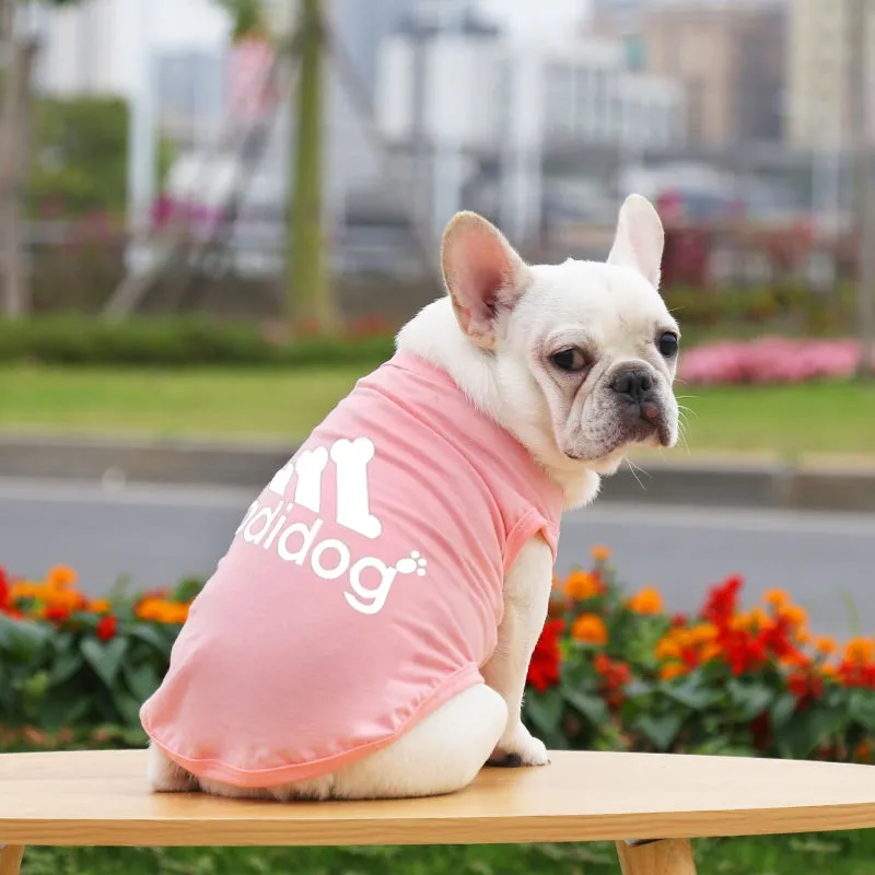 Chaleco con patrón de letras para mascotas, Ropa transpirable de verano para perros, camiseta de moda para perros pequeños y medianos, Ropa para Bulldog Francés