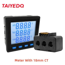 RS485 400V 3 Phase Multi-function Digital LCD Display Voltmeter Ammeter Watt Power Energy Frequency Meter With CT