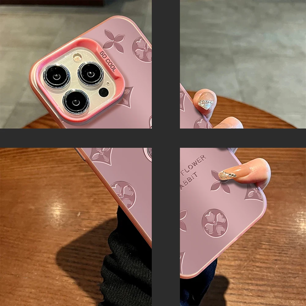 Marca de moda L-LV FUNDA funda de teléfono para iPhone 16 12 13 14 15 Pro Max Plus lente círculo IMD láser Shell