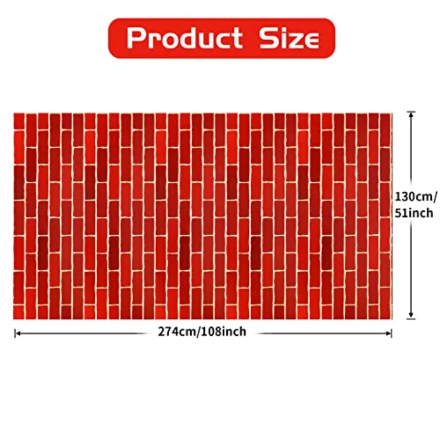 3pcs 4.26 x 9 feet Red Brick Tablecloth Stone Wall Backdrop for Party Decorations Plastic Rectangular Table Cove Realistic Phot