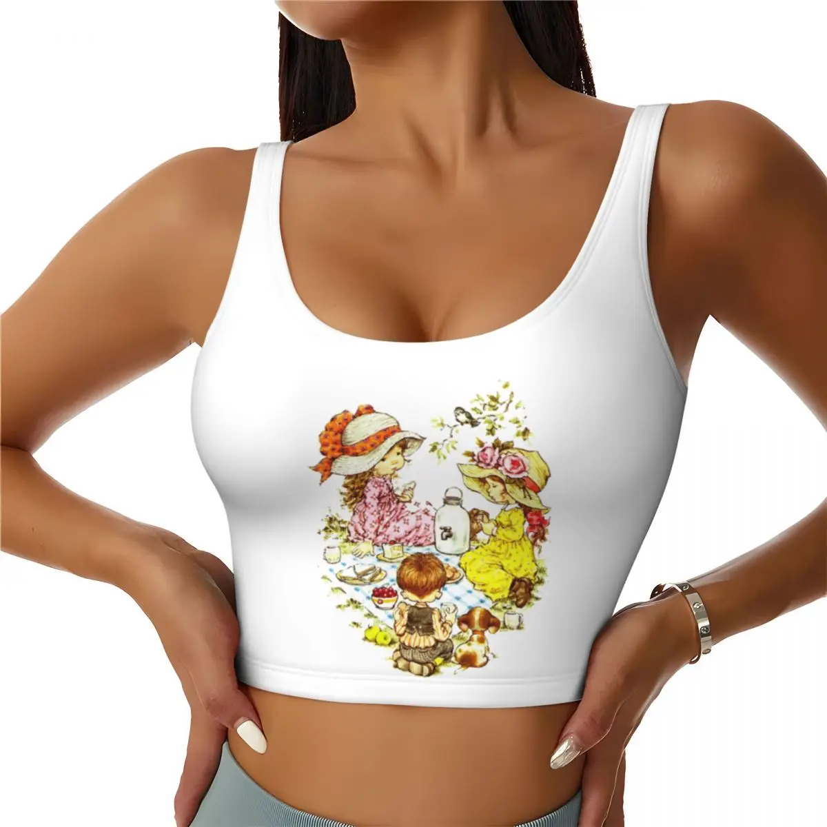 

Custom Cartoon Sarah Kay Workout Crop Tank Tops Women Seamless Kawaii Girl Yoga Running Sports Bras