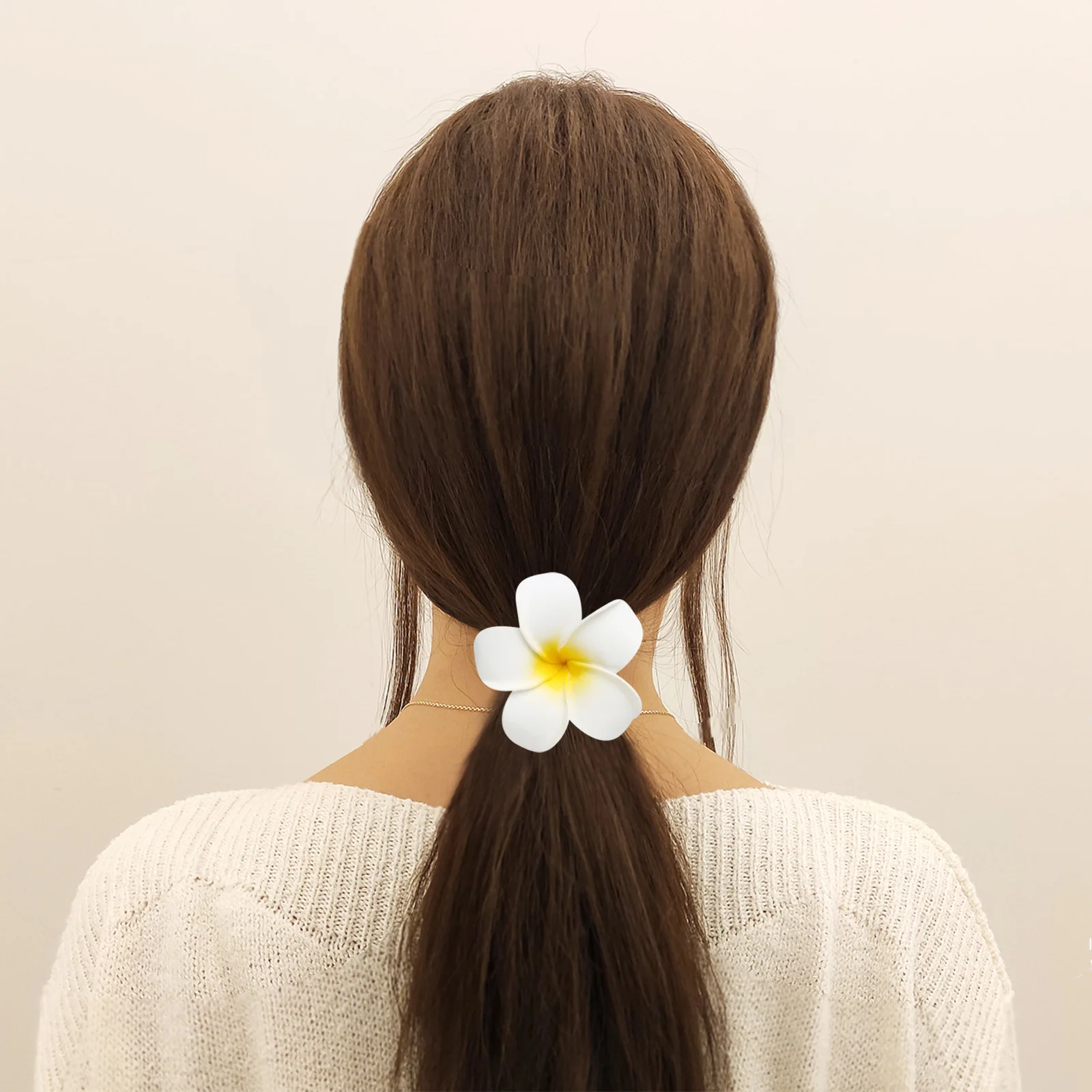 

25pcs Frangipani Flower Hair Clips 7Cm Foam Petals Women Barrette For Beach Wedding Party Picnic Photography Hair Accessory