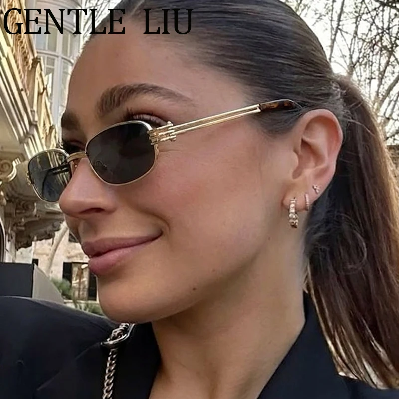 

Винтажные солнцезащитные очки Y2K в стиле панк, маленькие прямоугольные, женские, 2026, люксовый бренд, металлическая оправа, для путешествий, уличные очки для женщин