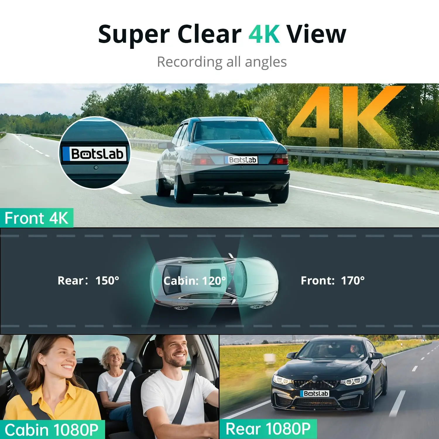 Picture 4: Botslab G980H-3-Channel 4K Dashcam,Voice Control Front and Rear Inside Dash Cam Loop Recording,GPS,Night Vision,Parking Mode