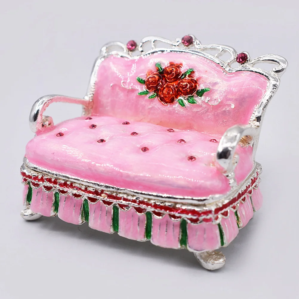 

1Pcs Metal Sofa Shape Jewelry Box Lovely Small Trinket Case for Earrings Rings Beads Storage Jewelry Holder Organizer Container