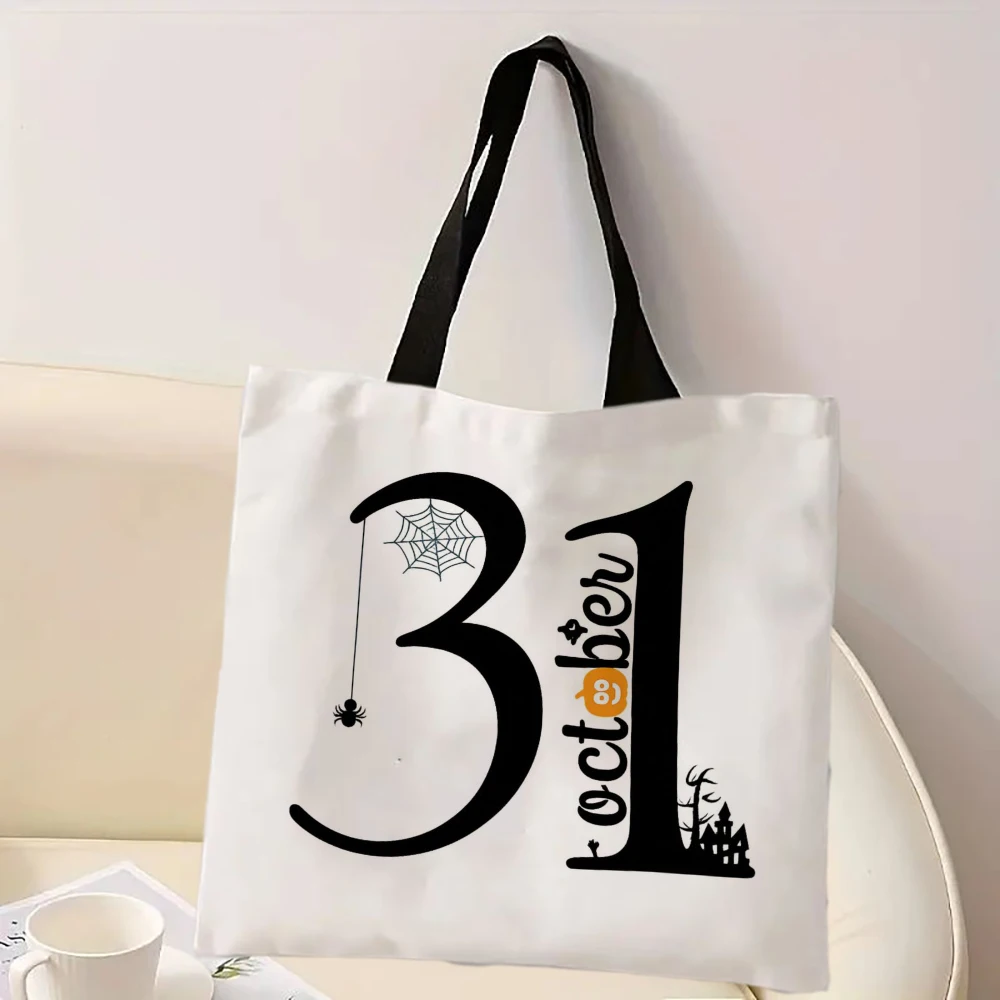 

Женская сумка на плечо с принтом «Кошелек или жизнь» на Хэллоуин, сумки для покупок, женские сумки, многоразовая сумка-тоут, подарок 7,3