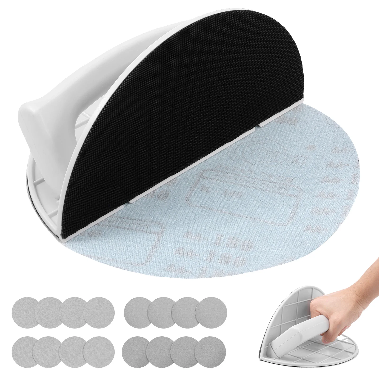 Multi-Functional Semi-circular Drywall Corner Sander Drywall Inside Corner Hand Sander with 16 Self Adhesive Sandpaper for Metal