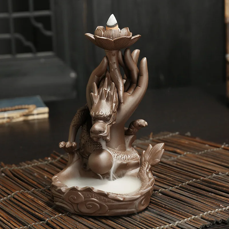 

Сентябрьская сила дракона в ручном дыме, креативная курильница с обратным потоком, изысканный орнамент, поддержка дропшиппинга