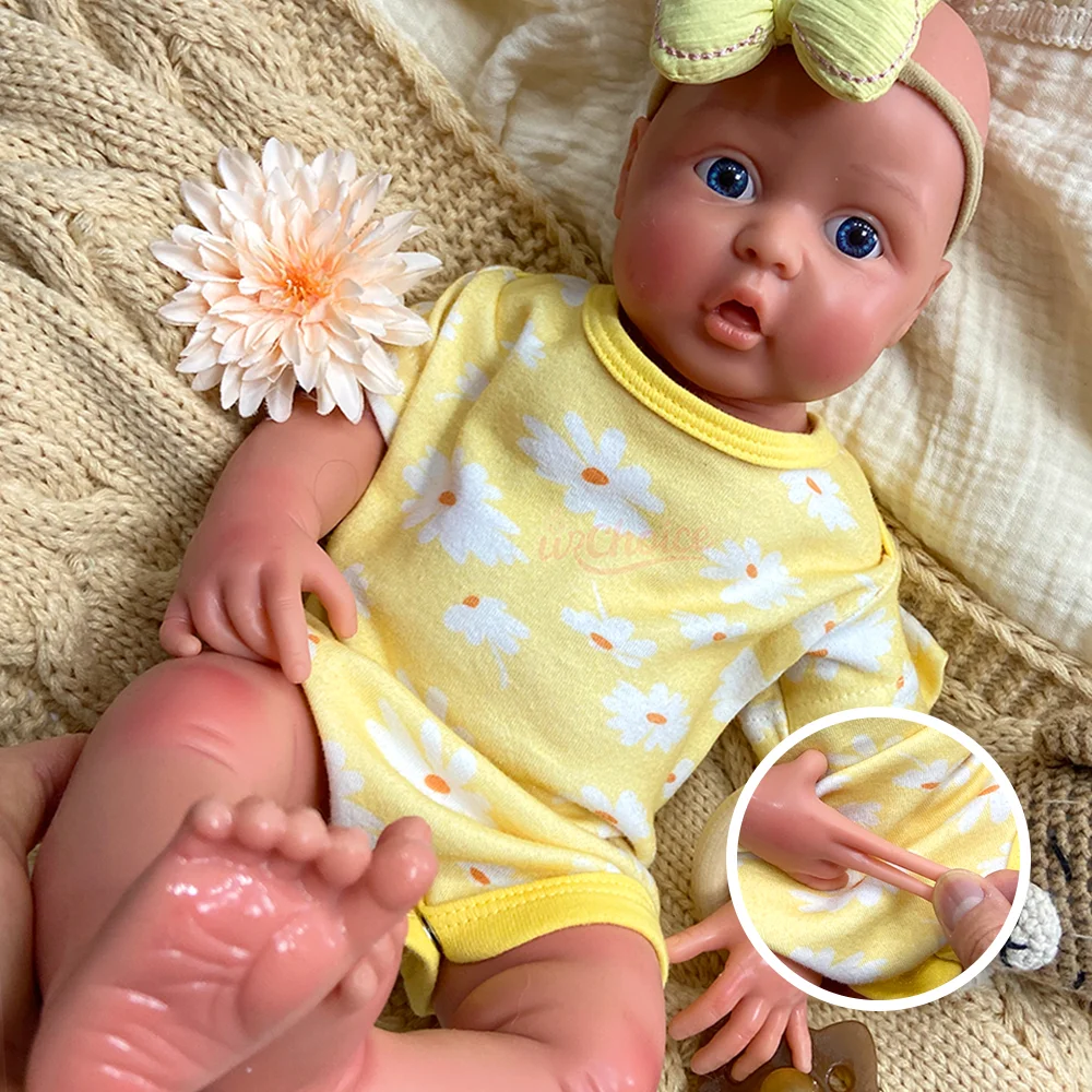 

Custom 17Inch Full Body Silicone Reborn Baby Doll Hand Painted Blue Eyes Reborn Doll Weighted Newborn Doll For Artist Collection