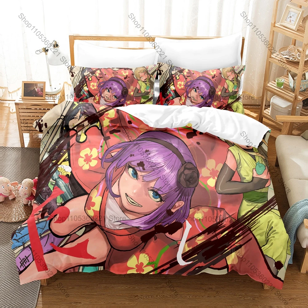 Cool Shikada Kokonotsu Hotaru Dagashi Shop Retro Candy Print Duvet Cover + 2 Pillowcases Anime Fans 3pcs Bedding Set