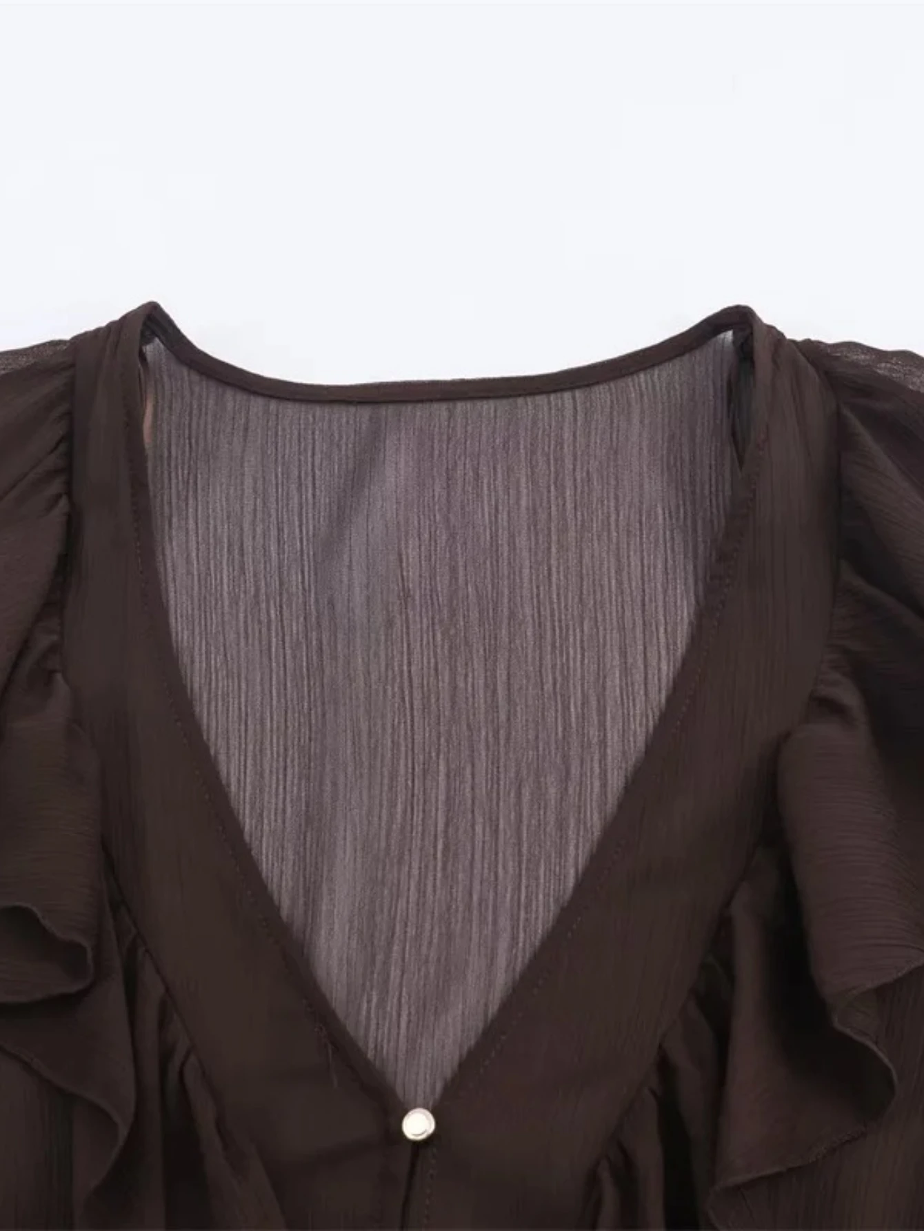 Vestido feminino outono novo vermelho-marrom manga comprida decote em v em camadas