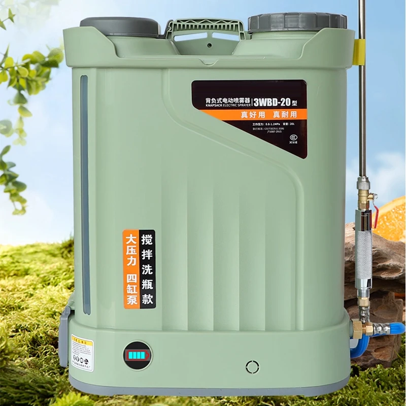بخاخ زراعي بمضخة أربع أسطوانات، بخاخ كهربائي للتحريك والتنظيف، حقيبة ظهر بطارية ليثيوم للتطهير عالي الضغط #2