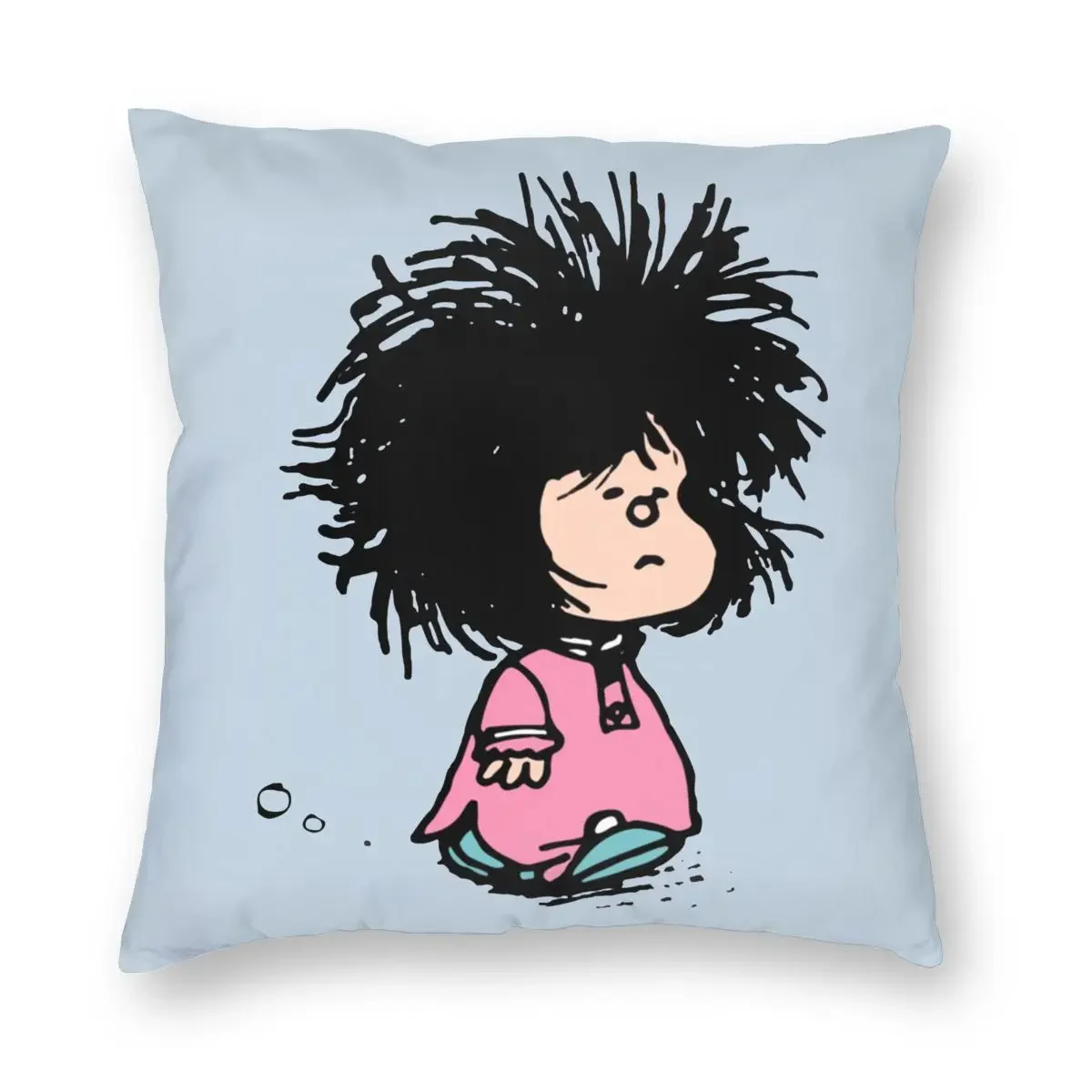 Mafalda Newly Raised Disheveled Nightgown Quino Pillow Case Home Decorative Cartoon Cushions Throw Pillow for Car Double-sided