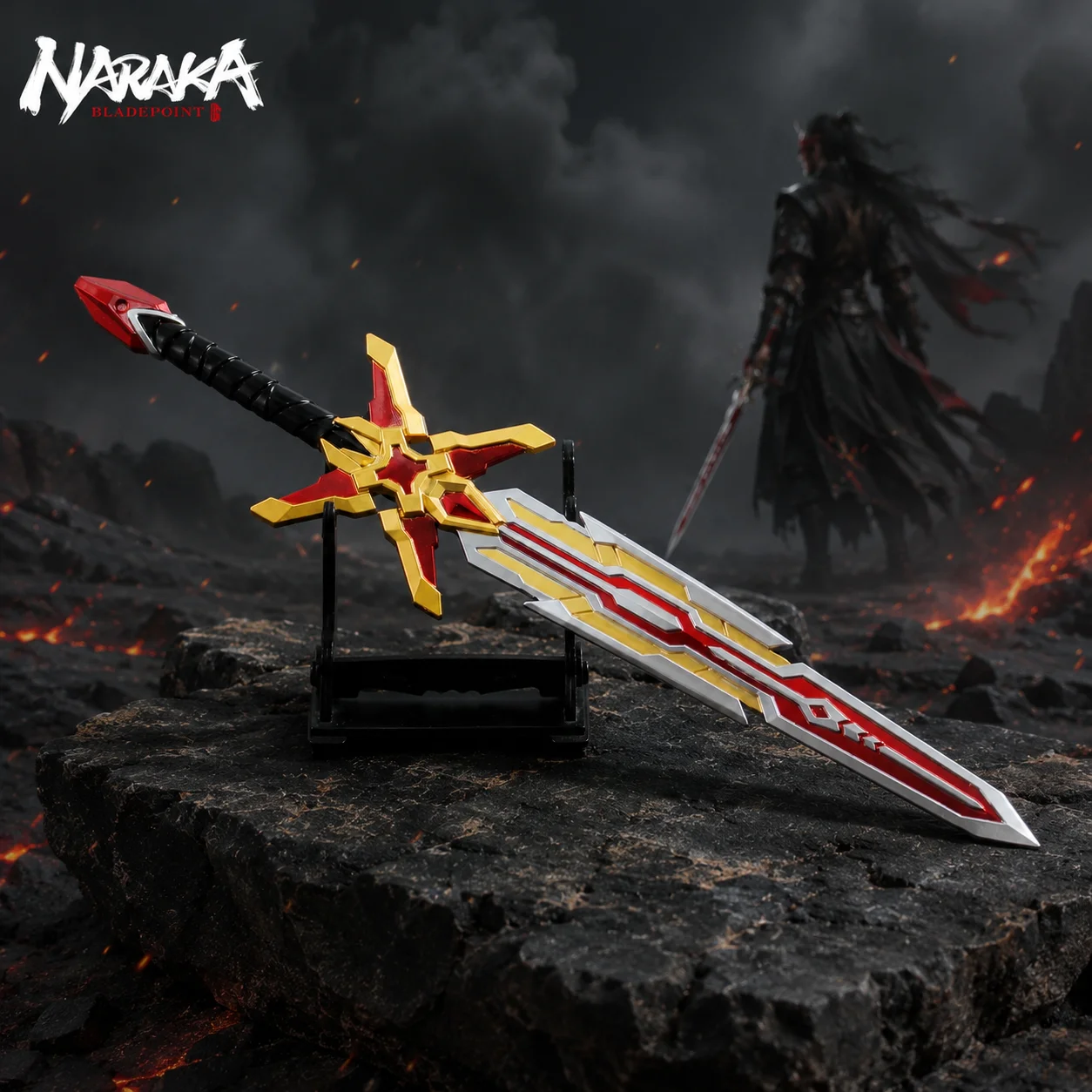 25cm NARAKA BLADEPOINT God of War Flame Sword Weapons Model Game Collectible Toy swords Cosplay Prop Desktop Ornament Fan Gifts