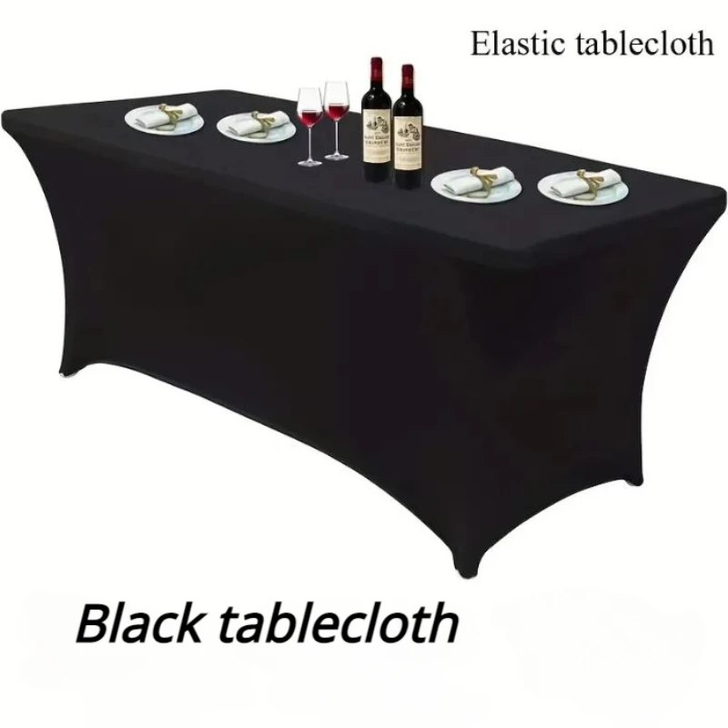 1 PC Black Pink Elastic Polyester Tablecloth Table Cover For Family Party Gatherings Banquets Tablecloth Weddings Event Outdoor