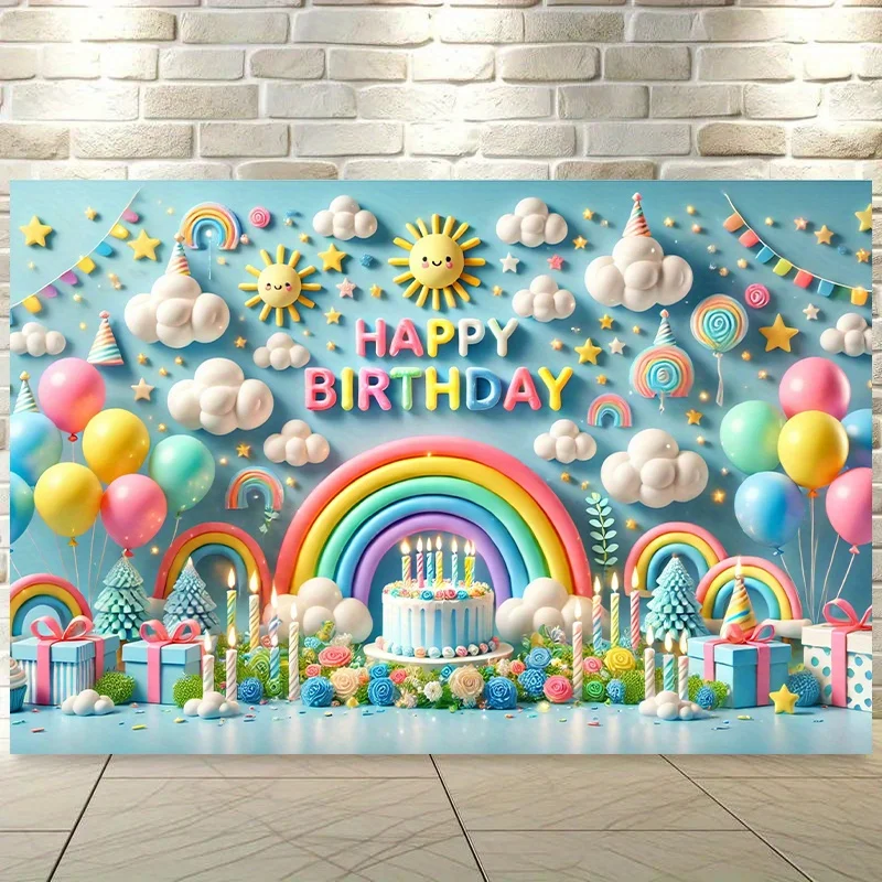 Bunte Regenbogen-Geburtstagsfeier-Wanddekoration, geeignet für Wohnzimmer, Schlafzimmer, Büros und Außendekoration