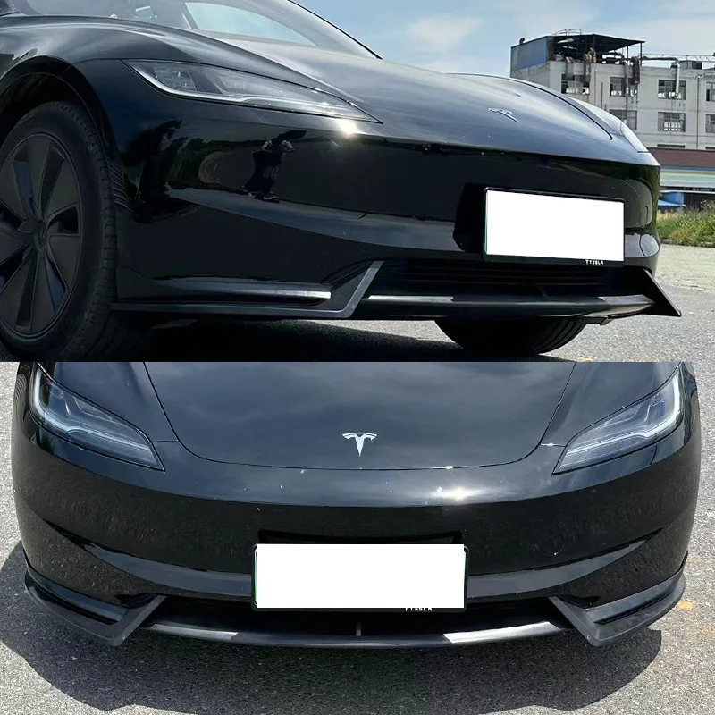 Paraurti anteriore labbro mento diffusore corpo Kit Spoiler deflettore Tuning accessori per 2023-2024 + Tesla Highland modello 3 Black Carbon