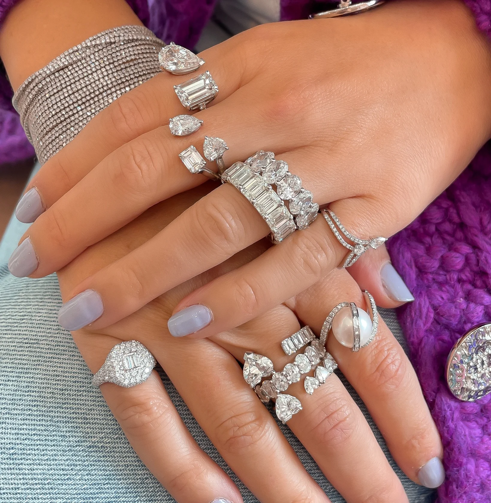 Geometric Various Shaped White Colorful Cubic Zirconia CZ Open Adjusted Finger Ring For Women Trendy Jewelry
